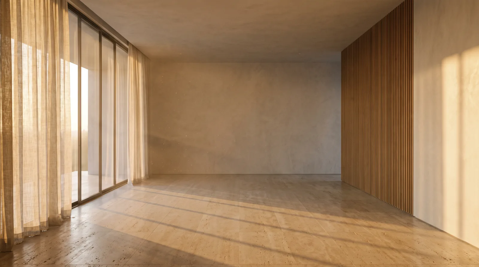 The same room, empty, before designing